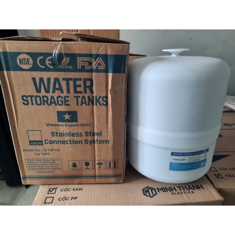 Bình áp - bình chứa nước 10 lít thép bọc nhựa , bình thép đài loan , trung quốc cho máy lọc nước Kangaroo