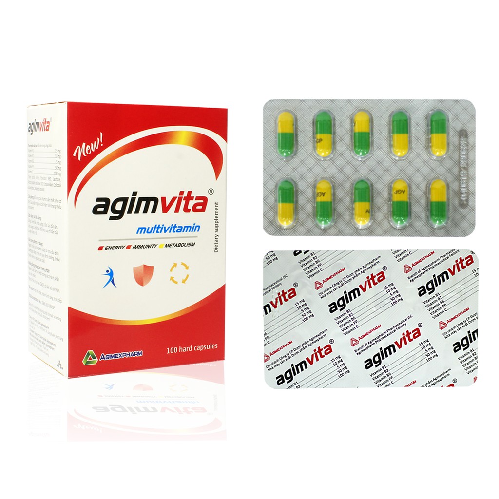 Viên uống bổ sung vitamin C, vitamin B1, B2, B3 , B6 - Agimvita - Hộp 100 viên