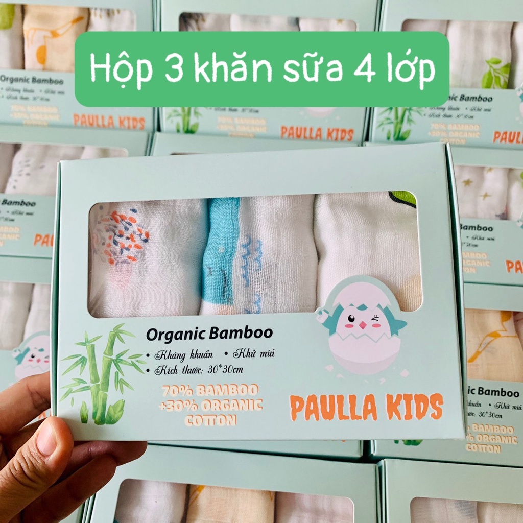 Hộp 6 khăn sữa sợi tre 2 lớp mềm mịn an toàn cao cấp kích thuơts 30*30cm cho bé trai, bé gái