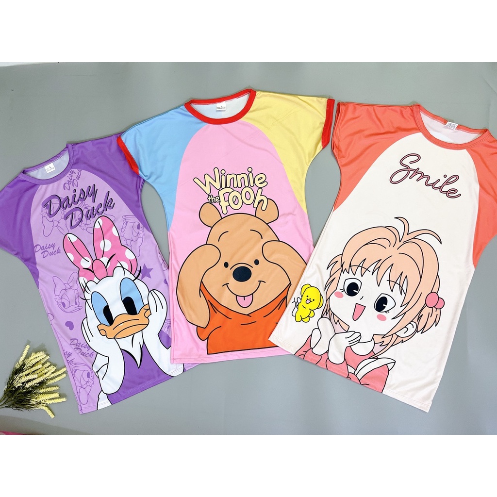 COMBO 3 váy suông in hình 3d siêu dễ thương cho bé gái(size 8-40kg)