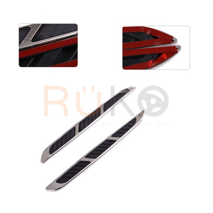 Bộ 2 nẹp mang cá giả lổ thông hơi trang trí sườn xe ô tô, xe hơi