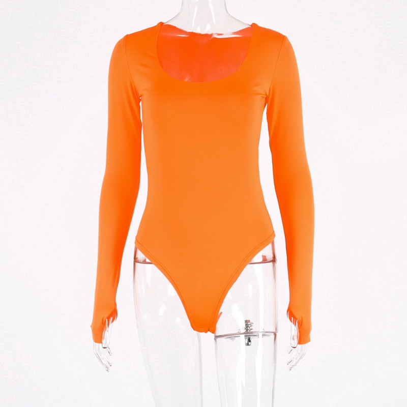 Áo liền quần cổ vuông tay dài dáng ôm gợi cảm màu trơn 4 màu tùy chọn