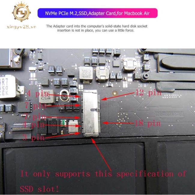 Thẻ chuyển đổi gắn ổ cứng NVME PCIE M2 SSD chuyên dụng cho Macbook Air 2013 2014 2015 2017 | BigBuy360 - bigbuy360.vn