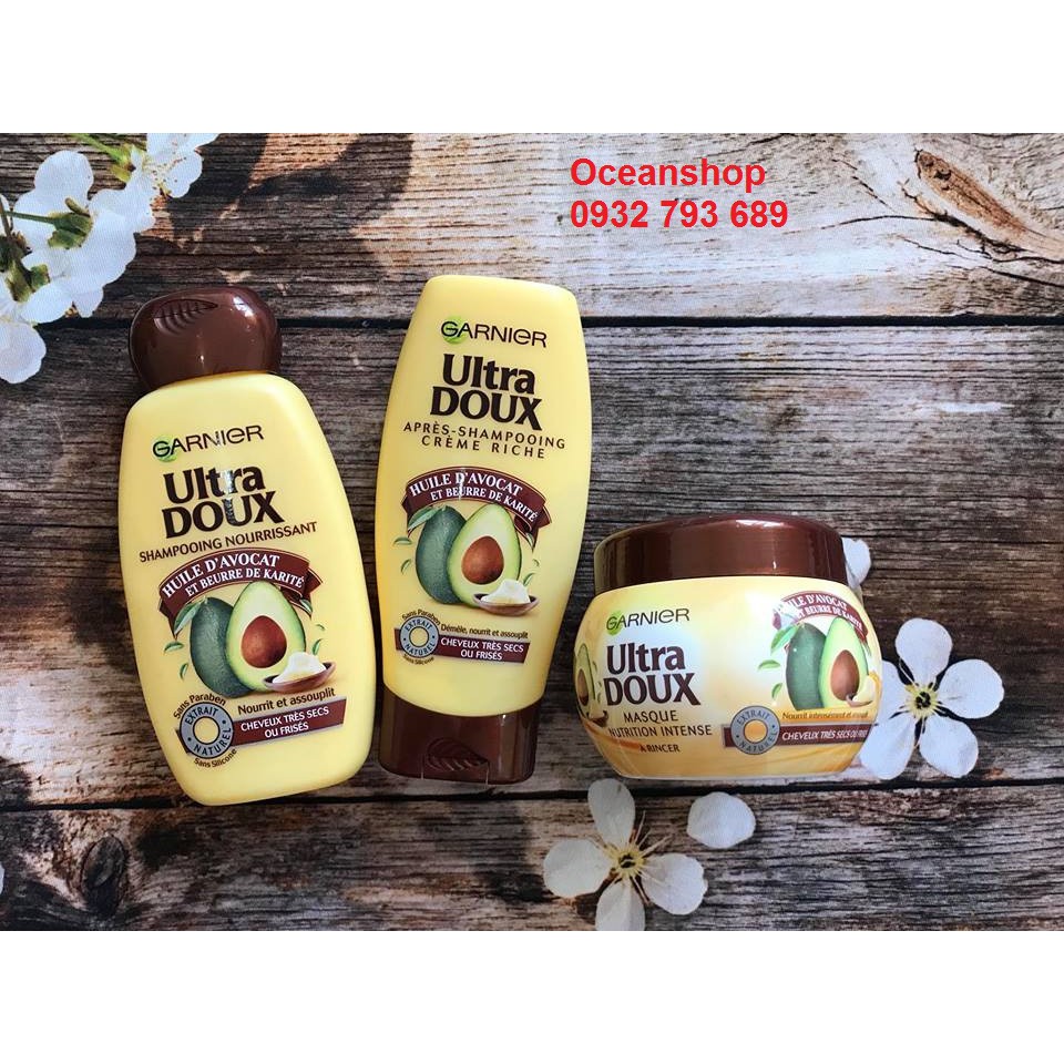 Dầu gội, dầu xả. ủ tóc Garnier Ultra Doux tinh chất bơ Pháp