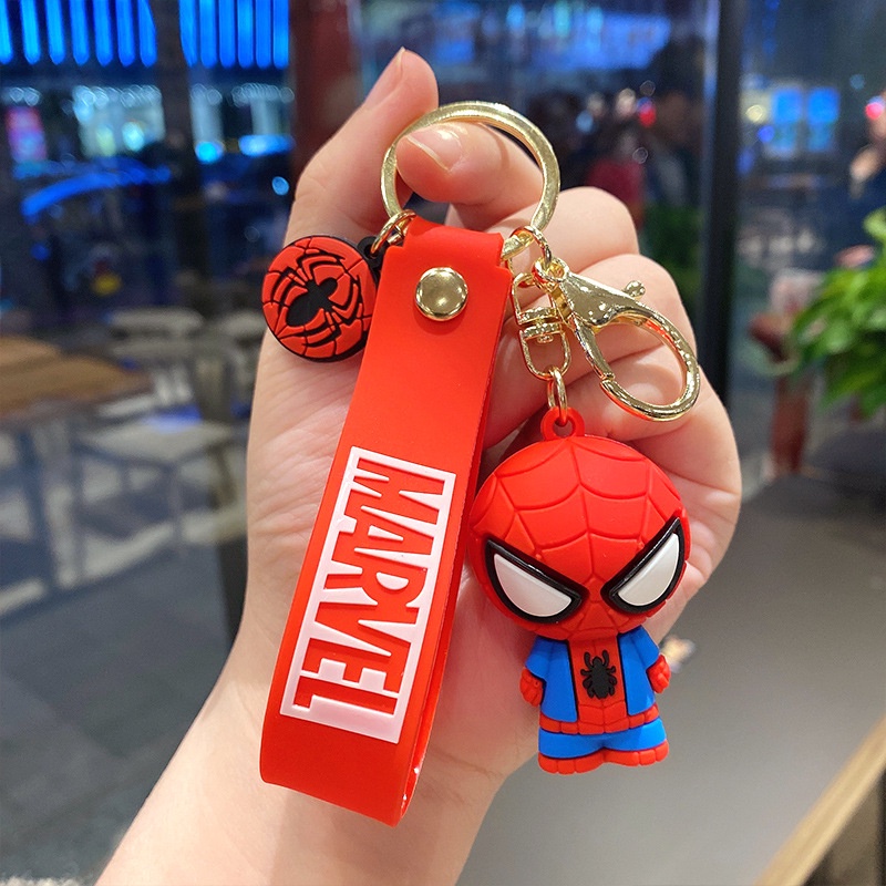 Móc khóa mặt hình búp bê nhân vật siêu anh hùng Marvel hoạt hình bằng PVC đáng yêu