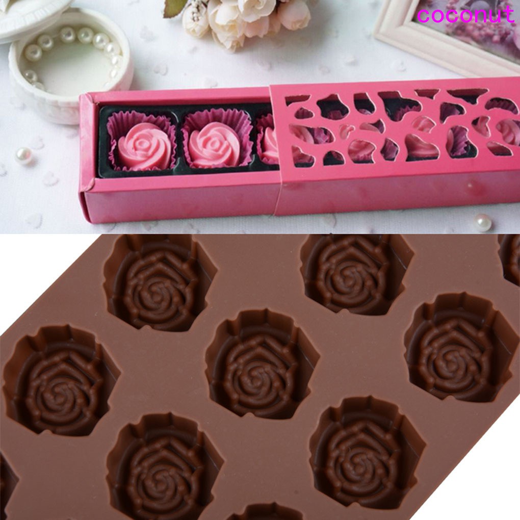 Silicone 15 Rose Flower Shape Chocolate Molds Cake Moulds Cake Decorating Tools Jelly Ice Molds