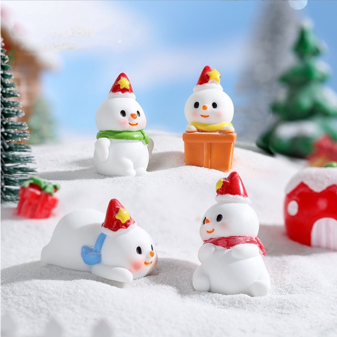 Mô hình người tuyết  mũm mĩm dễ thương mùa Giáng sinh trang trí tiểu cảnh, terrarium, DIY