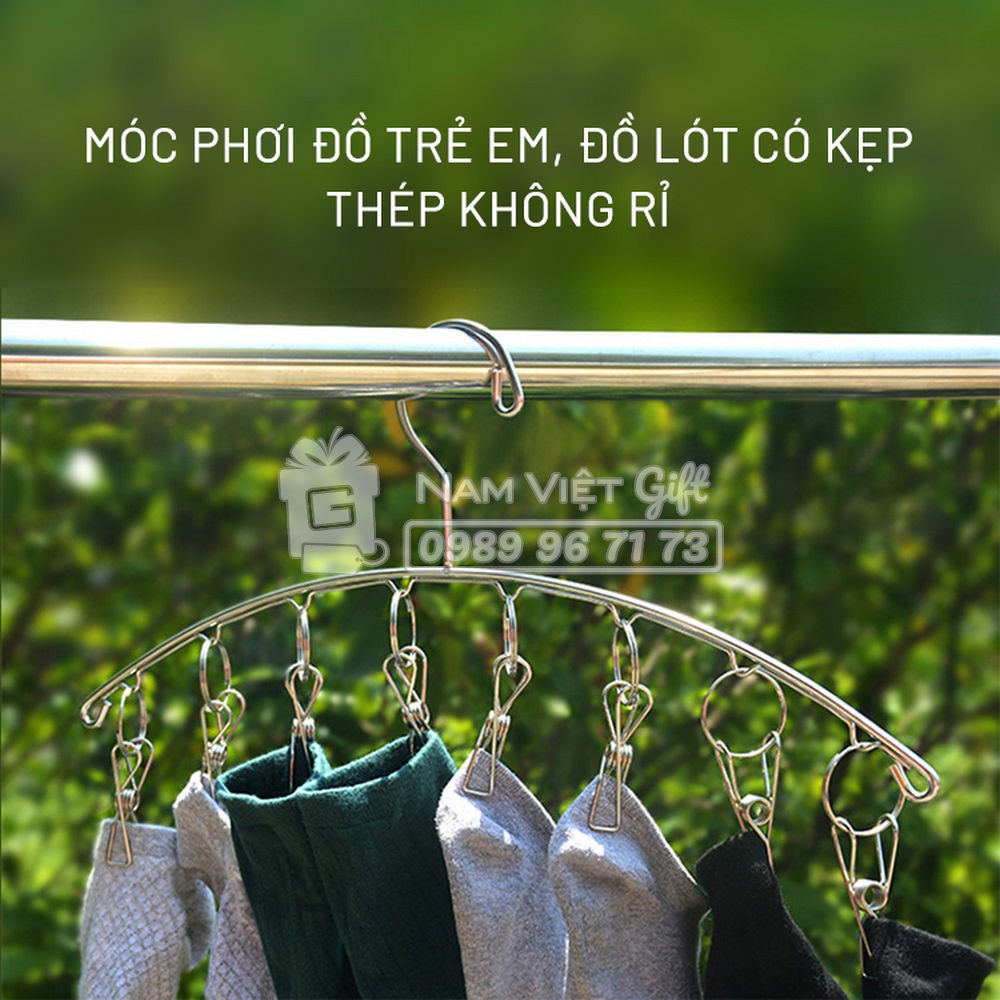 Móc Phơi Đồ Trẻ Em, Đồ Lót, Phụ Kiện Có 8 Kẹp