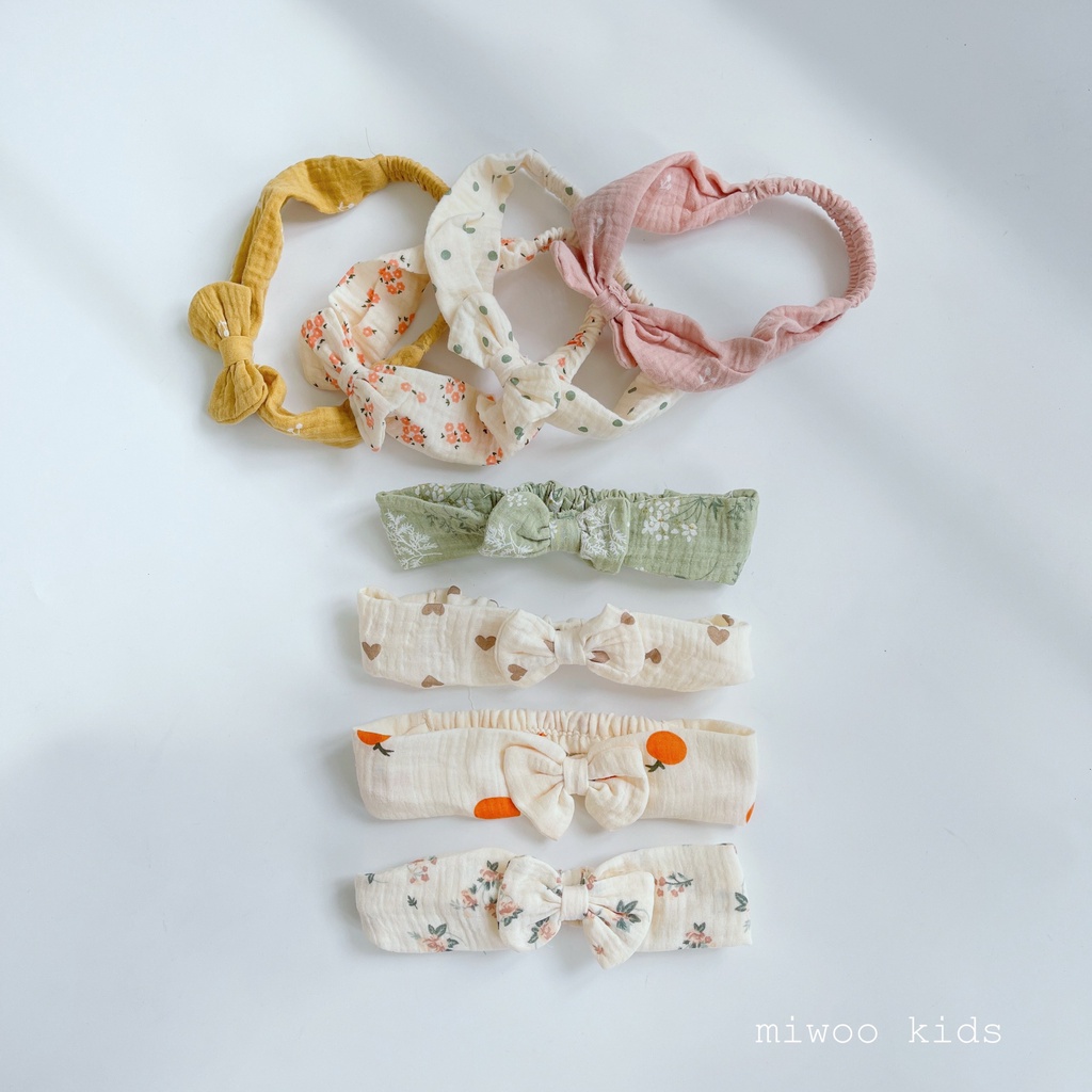 (7-21kg)Bộ 2 dây Xô Musline hãng Miwoo Kids kèm turban xinh xắn đáng yêu cho bé