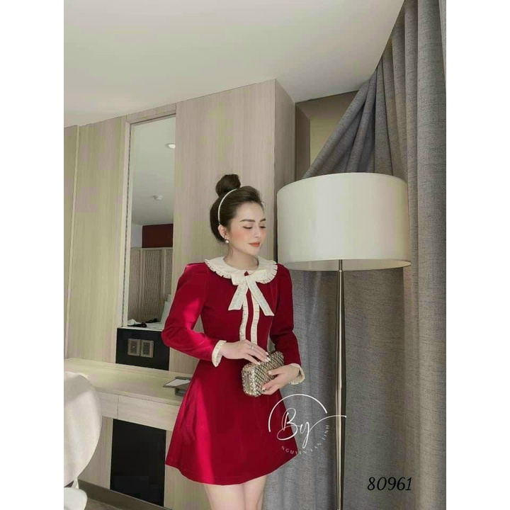 ĐẦM SUÔNG NỮ TAY DÀY PHỐI CỔ BÈO CÁCH ĐIỆU XINH LUNG LINH