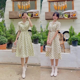 Đầm midi cổ sơmi có túi