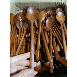 Thìa gỗ nhãn ăn cơm, thìa cafe, dùng cho em bé Ăn bột Kích thước19x4 cm