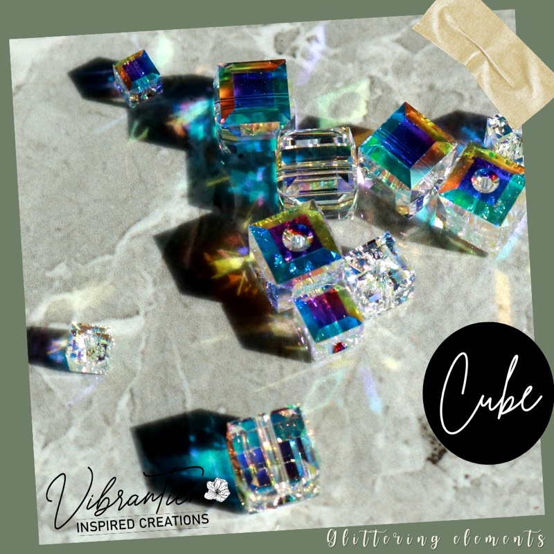 Combo pha lê Swarovski khối vuông 4mm/6mm/8mm/10mm