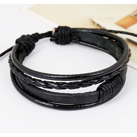 Vòng Tay Da Bện Sợi Nhiều Lớp Phong Cách Vintage Cho Nam và Nữ