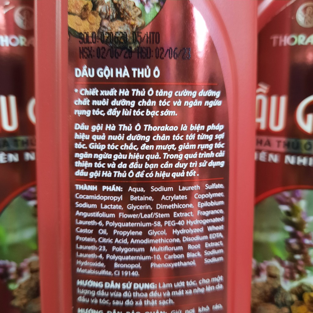 Dầu gội Hà thủ ô Thorakao phục hồi tóc đen mượt 400ml