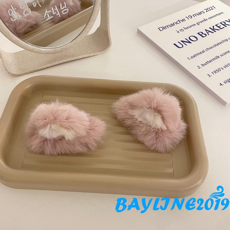 Kẹp tóc hình tai mèo bằng lông mềm mại phong cách hoạt hình ngọt ngào cho nữ