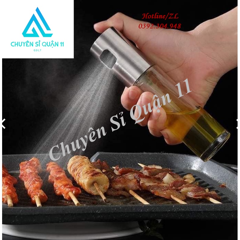 Bình xịt dầu ăn phun sương chai thủy tinh cao cấp 100ml cho nồi chiên không dầu , dùng cho đồ nướng, salad GD548-XitDau