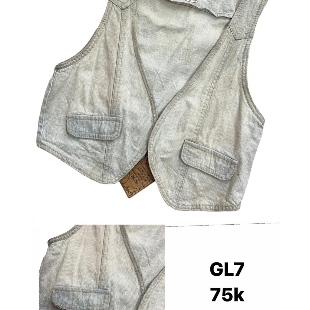 ÁO GILE NỮ CHẤT JEAN DÀY DÁNG CROPTOP CỰC CHẤT, PHONG CÁCH BỤI (HÀNG 2HAND)