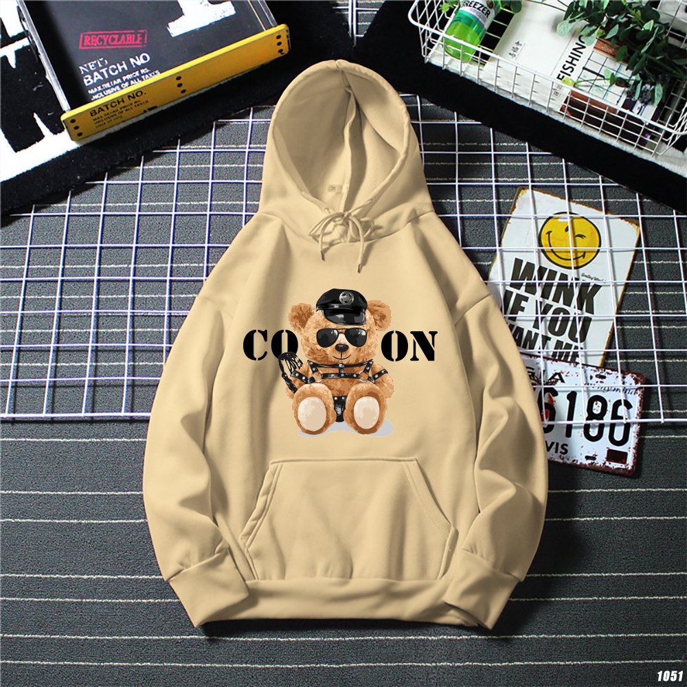 Áo khoác hoodie Nam Nữ Gấu CoOn 1051 HY KOREA Vải Nỉ Bông