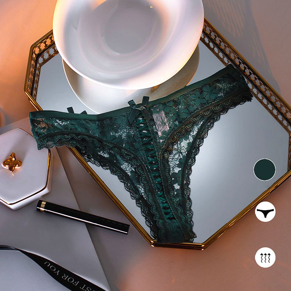 Quần lót cotton không lộ đường may thêu hoa xuyên thấu cho nữ