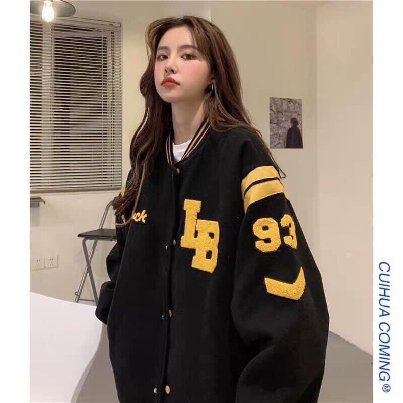 Áo Khoác Nữ, Áo Bomber Nữ Thêu Chữ LB Form Rộng Hot Trend | BigBuy360 - bigbuy360.vn