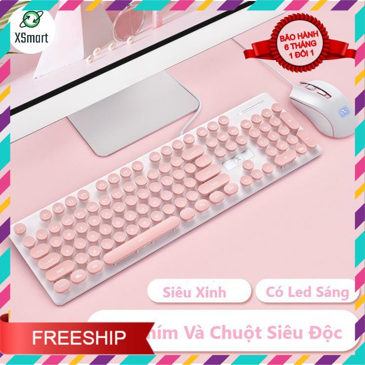 Bộ Bàn Phím Và Chuột Siêu Xinh N518 Cao Cấp Có Đèn Led Sáng Chữ, Phím Bấm Siêu Chuẩn