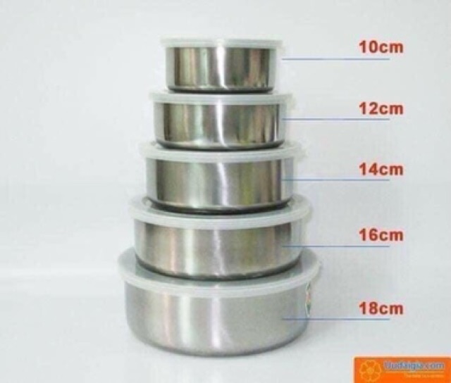 BỘ THỐ LẠNH INOX ĐỰNG THỰC PHẨM CAO CẤP GỒM 5 CHIẾC