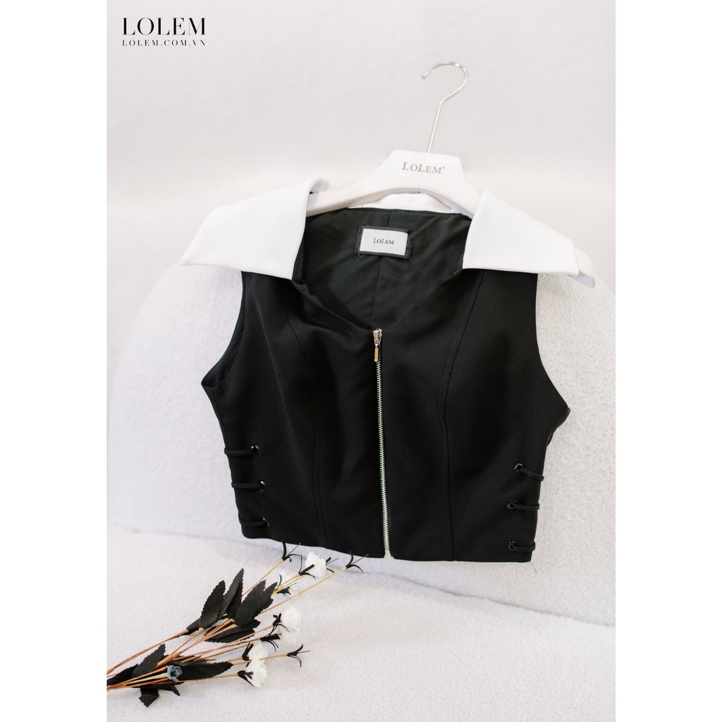 Áo ba lỗ nữ croptop LOLEM AK1244 thiết kế đan eo vải chun lì co giãn tốt