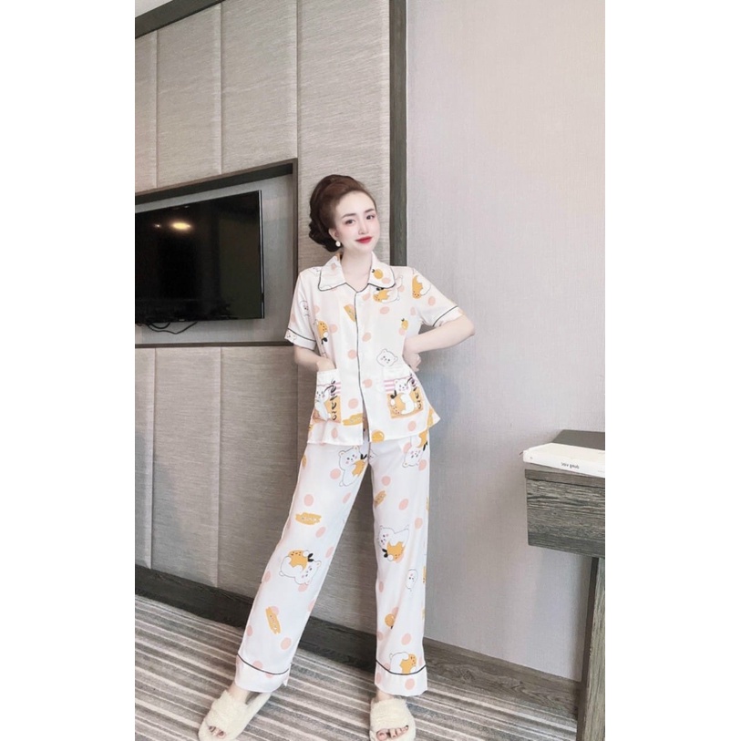 Set Bộ Đồ Nữ Lụa Mango Họa Tiết Cao Cấp - Mâu Mặc SP Thật