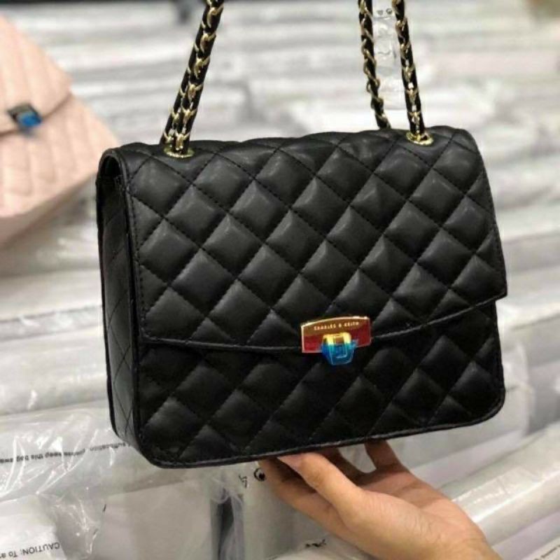 👛ẢNH SHOP CHỤP👛 Túi Đeo Chéo Nữ FREESHIP 💖 Túi Xách Nữ Viền Trám Size 24 có Màu Đen và Nude