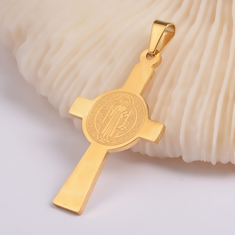 1-10 Mặt Vòng cổ Hình Thánh Giá Bằng Thép Không Gỉ 304 Mạ Vàng Chất Lượng Cao Cho Nam