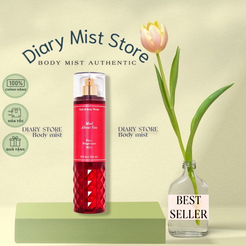 Diarymist.store Xịt thơm toàn thân body mist Bath and Body Works Mad About You