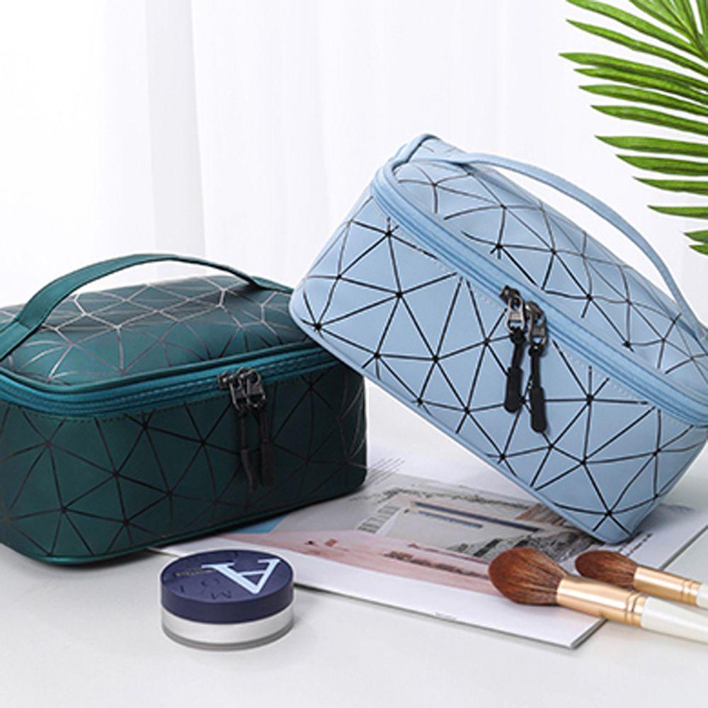 Túi Đựng Mỹ Phẩm BACK2LIFE Bằng Nylon Chống Thấm Nước Họa Tiết Kẻ Sọc Đơn Giản Sáng Tạo