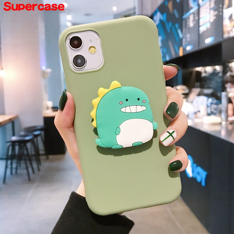 Cute Dinosaur Phone Case For Xiaomi Redmi 4A 4X 6 Pro 5 Plus Note 4 4X Mi 10 Pro A3 A2 Lite mix 3 2s 2 9 8 SE Soft Case With Holder Stand Carton Couple Soft Tpu Cover