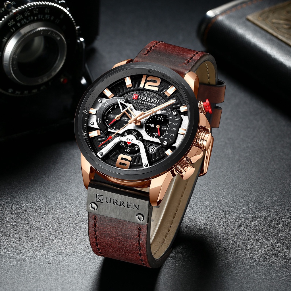 CURREN 8329 Fashion Men's Waterproof Watch Six-Pin Multi-Functional Large Dial Watch In Stock