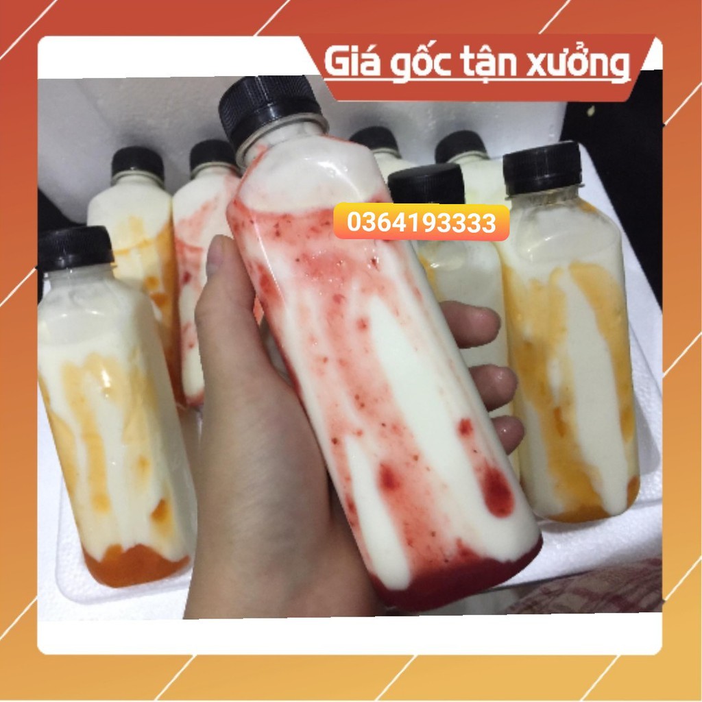 Combo 100 Chai Nhựa Vuông 350ml Kèm Nắp đen