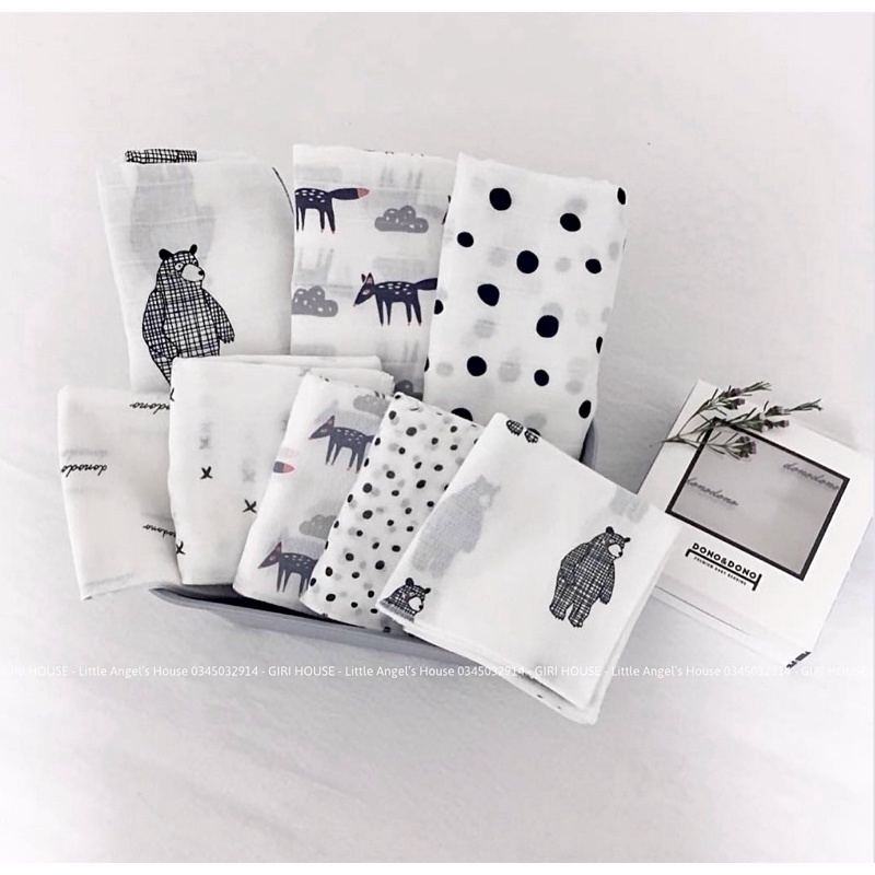 Set 10 khăn sữa DonoDono cao cấp Hàn Quốc cho bé từ Sơ Sinh