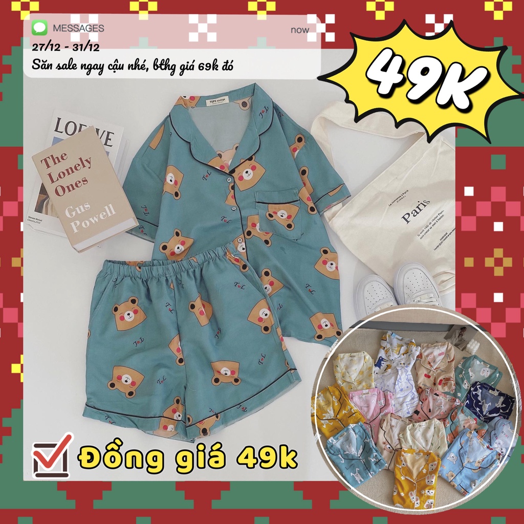 Bộ đồ ngủ nữ pijama kate thái, bộ mặc nhà áo cộc quần đùi xixeoshop | BigBuy360 - bigbuy360.vn