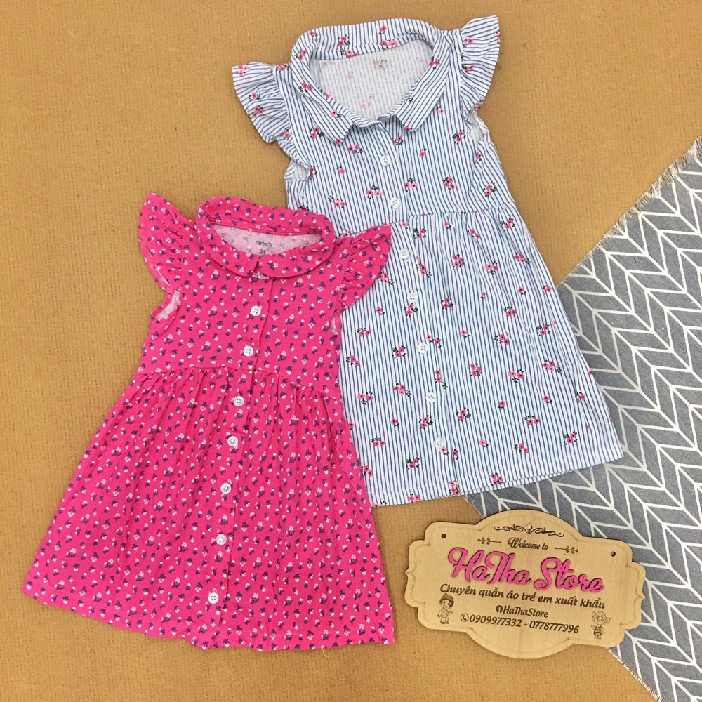 Dress / Đầm thun C'4RT£R hoa sọc bé gái