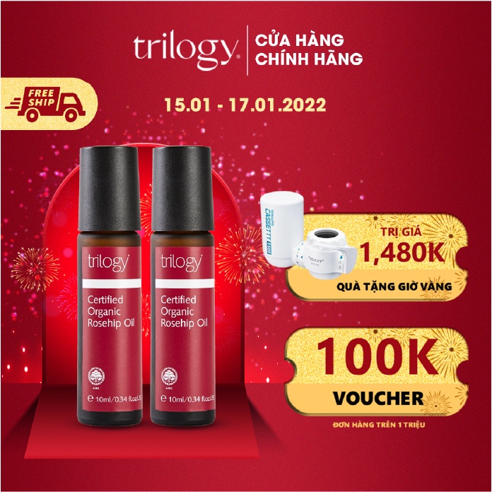 Combo 2 tinh dầu tầm xuân Trilogy Certified Organic Rosehip Oil 10ml (dạng lăn tiện dụng)