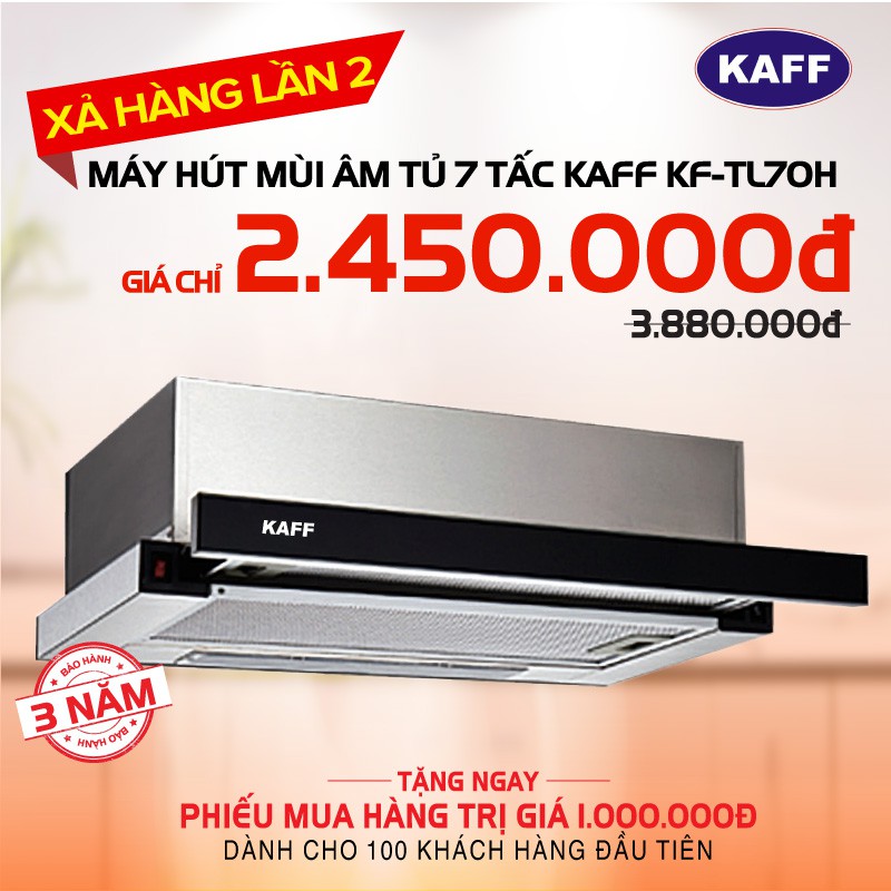 Máy hút mùi bếp âm tủ ⚡XẢ KHO⚡ 7 tấc chính hãng KAFF KF-TL70H