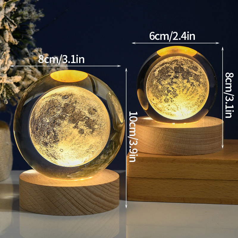 Quả Cầu Pha Lê Galaxy Dạ Quang Để Bàn Trang Trí