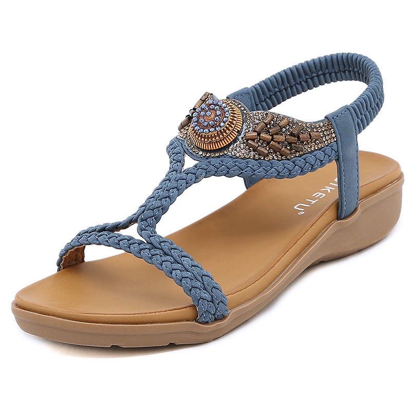 Giày Sandal Đế Xuồng Siêu Nhẹ Hở Ngón Phong Cách Bohemian Thời Trang Đi Biển Mùa Hè Cho Nữ