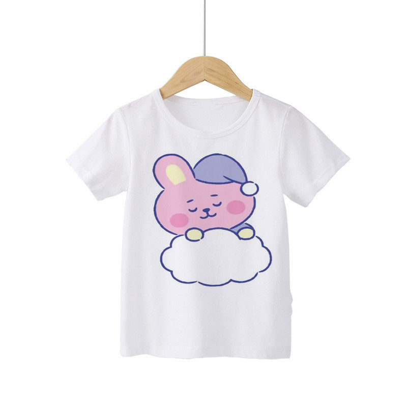 Áo Thun Cotton Ngắn Tay In Họa Tiết Bt21 Bts Cho Bé