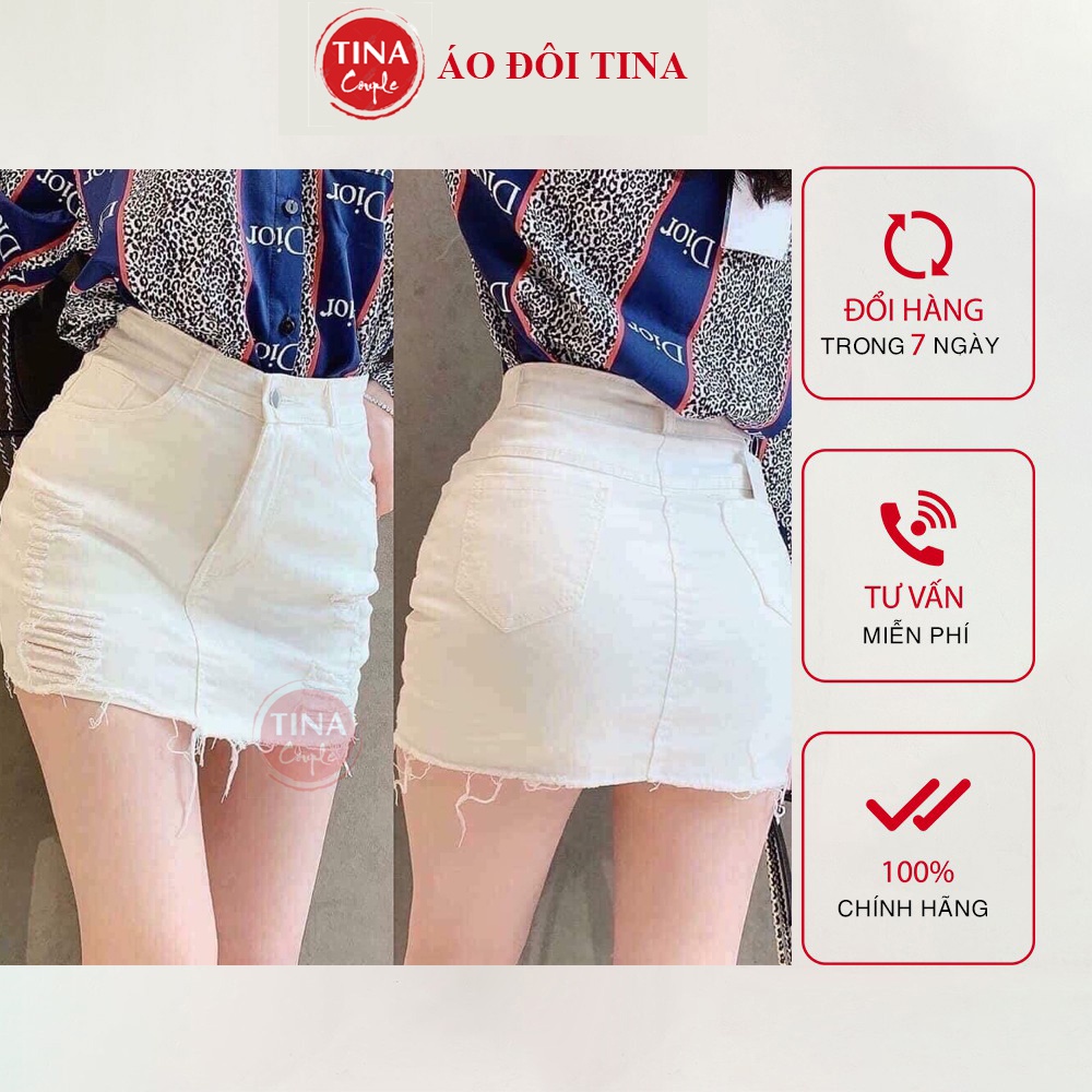 Chân Váy Ngắn Jean, CV Quần Bò Lót Trong Có Thể Chơi Tennis, Rách Màu Đen - Trắng | BigBuy360 - bigbuy360.vn