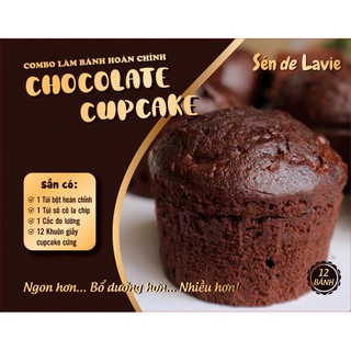 Combo Bột trộn sẵn, nguyên liệu và vật dụng làm Bánh Chocolate Cupcake - Sén de Lavie