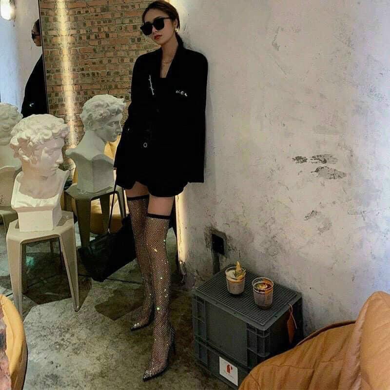Bốt lưới đính đá bling bling Siêu Sang chảnh