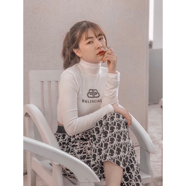 [Ảnh Thật] Áo Croptop Tay Dài Cổ Lọ