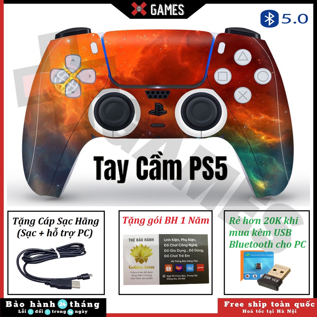 ✅Shoptaycam ps5✅ Tay Cầm PS5 Không Dây Bluetooth chơi FO4 Cho PC / Laptop / Điện Thoại Android / TV Android / TV