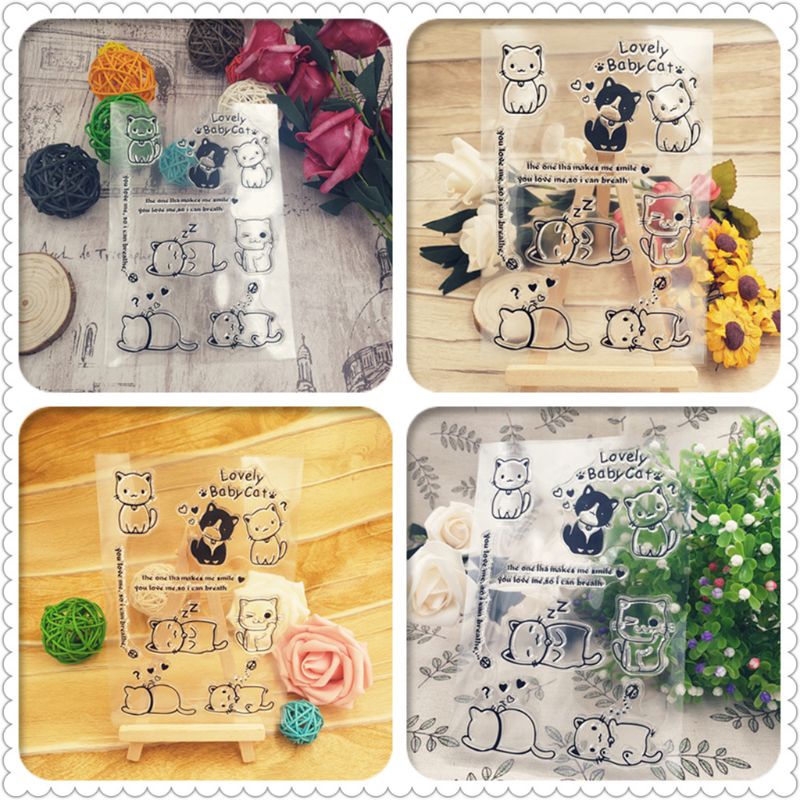 Con dấu silicone trong suốt họa tiết mèo đáng yêu trang trí album ảnh | BigBuy360 - bigbuy360.vn